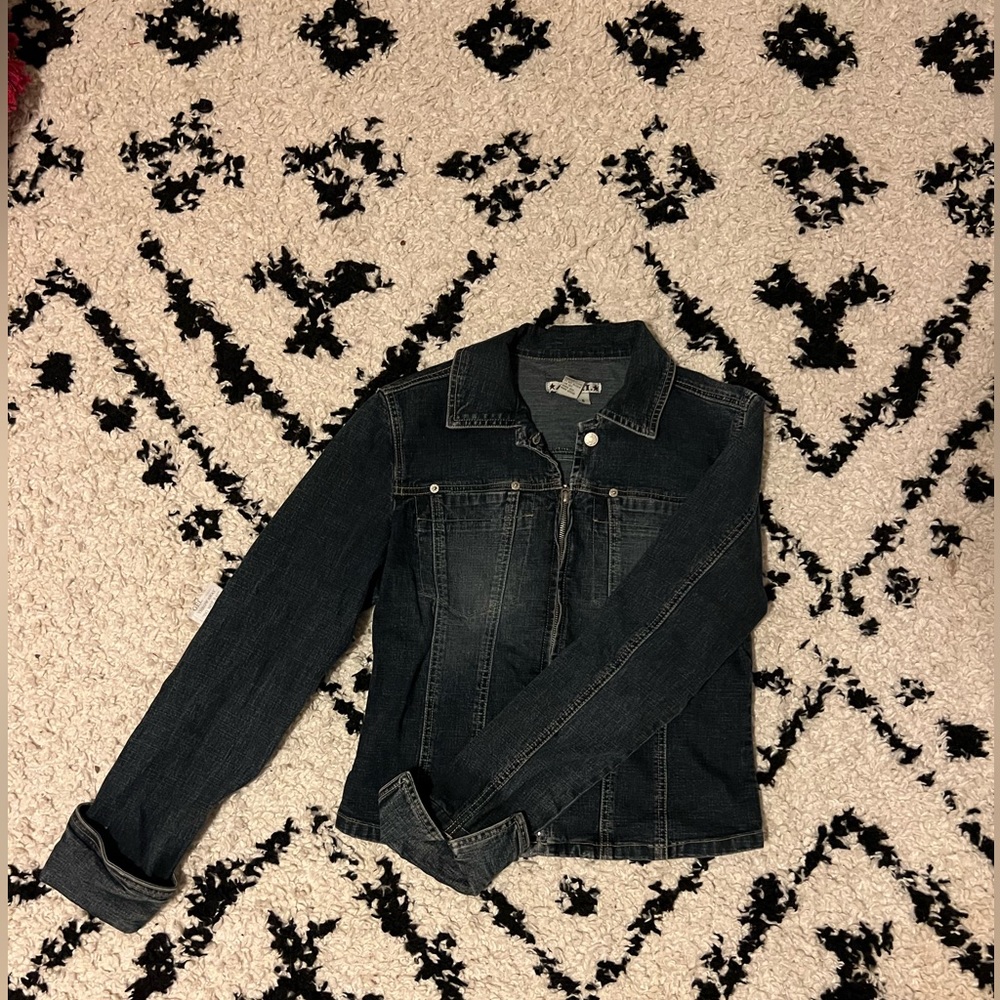 dark denim jacket with zipper
